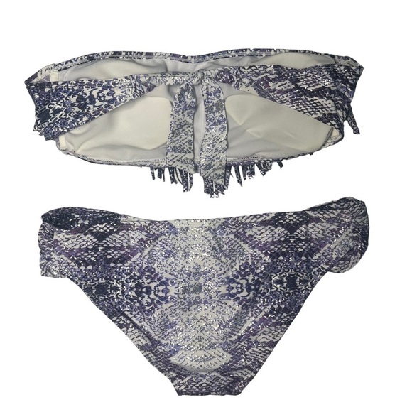 Ninety Six Degrees Metallic Fringe Purple Bandeau 2pc Bikini I Size Large - Picture 4 of 8